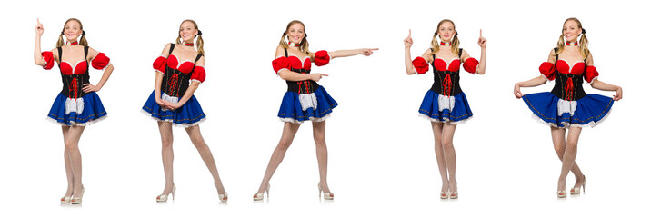 Woman in Oktoberfest concept on white