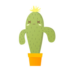 Ill cartoon cactus in a pot