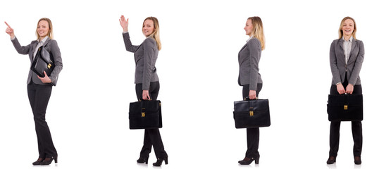 Obraz premium Businesswoman in gray suit isolated on white