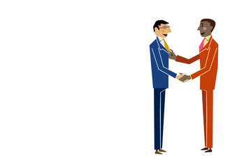男性会社員。握手するビジネスマン。ビジネスシーン。