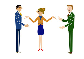 顧客を紹介する。ビジネスパーソン。