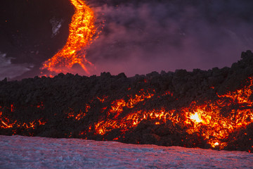 Eruption of Etna Volcano In Sicily