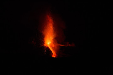 Eruption of Etna Volcano In Sicily