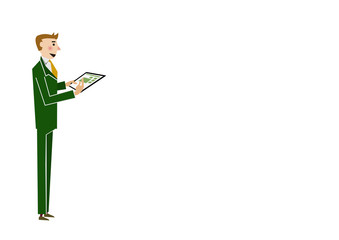 タブレットを見るビジネスパーソン。