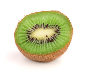 Fototapeta na wymiar half of fresh kiwi fruit isolated on white background