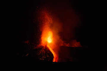 Eruption of Etna Volcano In Sicily 