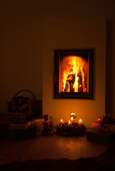 ドイツのクリスマス 暖炉のある風景 アドベント