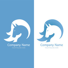 Logo with a unicorn for your company. Pegasus Icon. Gradient flat illustration. 