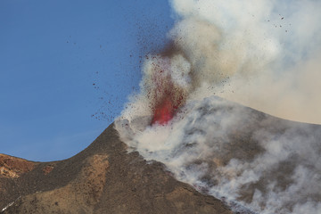 Eruption of Etna Volcano In Sicily