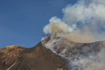 Eruption of Etna Volcano In Sicily