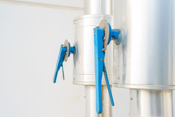 The series of butterfly valves with flanges on supply water piping