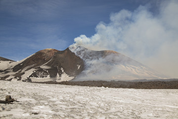 Eruption of Etna Volcano In Sicily 