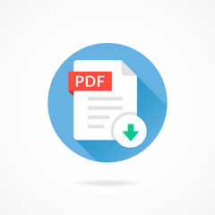 Download PDF icon. Download document. Vector round icon with long shadow design