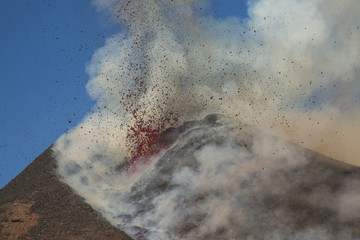 Eruption of Etna Volcano In Sicily 