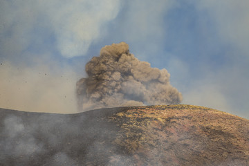 Eruption of Etna Volcano In Sicily 