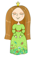 Cute little princess in the green dress