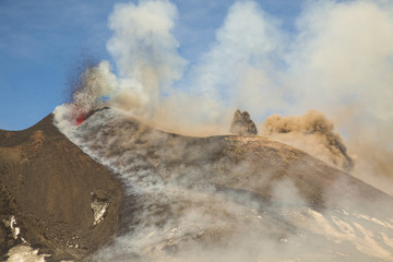 Eruption of Etna Volcano In Sicily