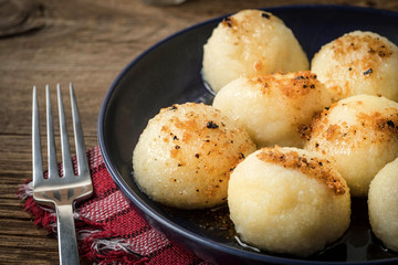Potato dumplings with meat.