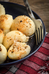 Potato dumplings with meat.