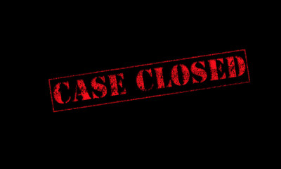 case closed rubber stamp red on a black background