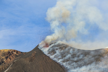 Eruption of Etna Volcano In Sicily