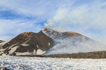 Eruption of Etna Volcano In Sicily