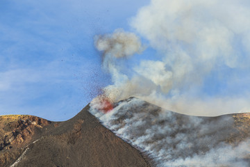 Eruption of Etna Volcano In Sicily