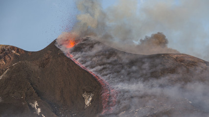 Eruption of Etna Volcano in Sicily,Italy