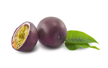 The maracuya is isolated on a white background