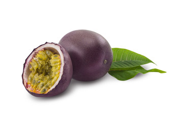 The maracuya is isolated on a white background