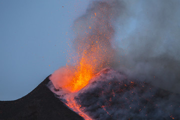 Eruption of Etna Volcano in Sicily,Italy