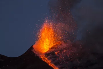 Deurstickers Eruption of Etna Volcano in Sicily,Italy © Wead