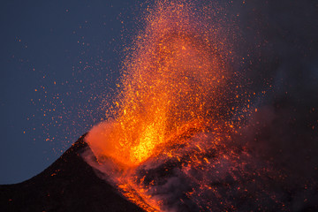 Eruption of Etna Volcano in Sicily,Italy - obrazy, fototapety, plakaty