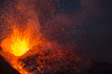 Eruption of Etna Volcano in Sicily,Italy