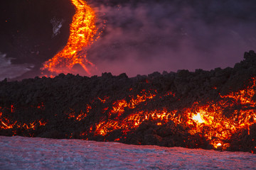 Eruption of Etna Volcano in Sicily,Italy
