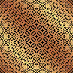 Golden ornamental seamless pattern. Template for design.