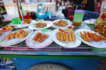 Fried food with sticks, Thai style food, Thailand street food ,Bangkok