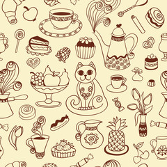 Beautiful breakfast seamless pattern