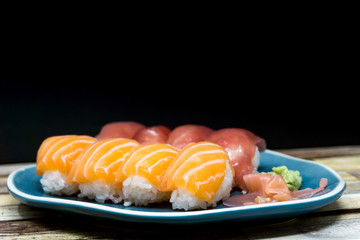 fresh sushi traditional japanese food on the table 