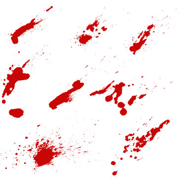 Set of blood splashes isolated on white background. Vector design element