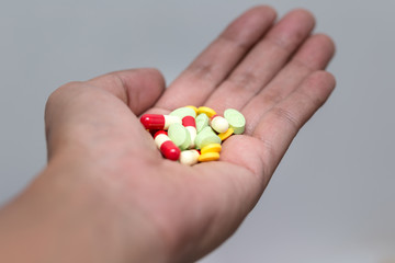 Soft focus closed up of accumulate medicine pills