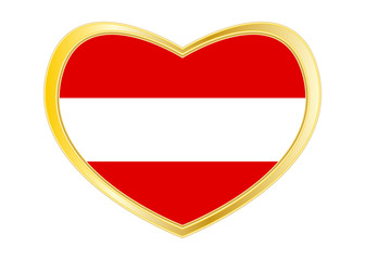 Flag of Austria in heart shape, golden frame