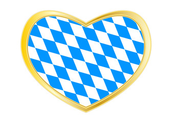 Flag of Bavaria in heart shape, golden frame