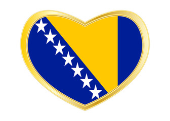 Flag of Bosnia and Herzegovina in heart shape gold