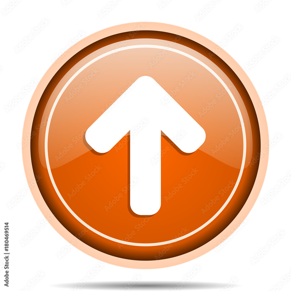 Aufkleber Up arrow orange round pointer web and mobile phone vector icon in eps 10 on white background with shadow
