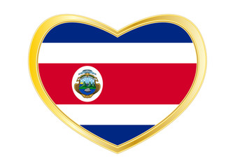 Fototapeta premium Flag of Costa Rica in heart shape, golden frame