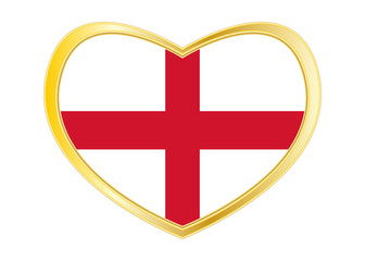 Obraz premium Flag of England in heart shape, golden frame
