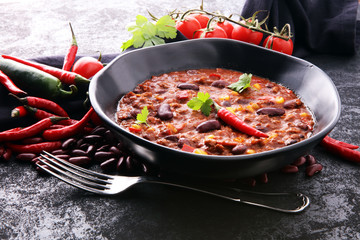 Hot chili con carne - mexican food tasty and spicy.