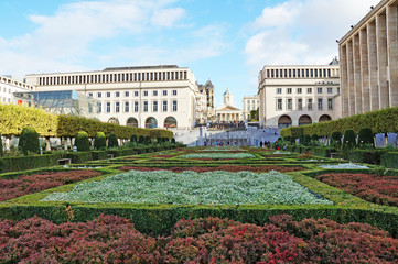Brussels. Mountain of Art of Brussels. Beautiful views of the gardens and fountains of Brussels from a height.