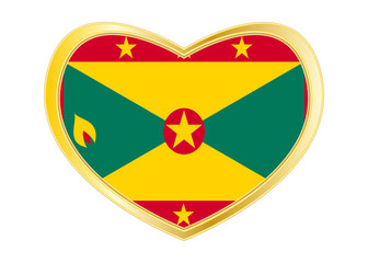 Flag of Grenada in heart shape, golden frame
